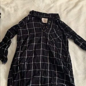 Black Plaid Shirt Dress